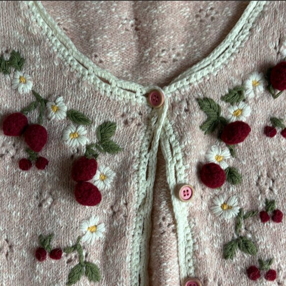 Lacemade Strawberry Cottagecore Sweater - Picture 3 of 6